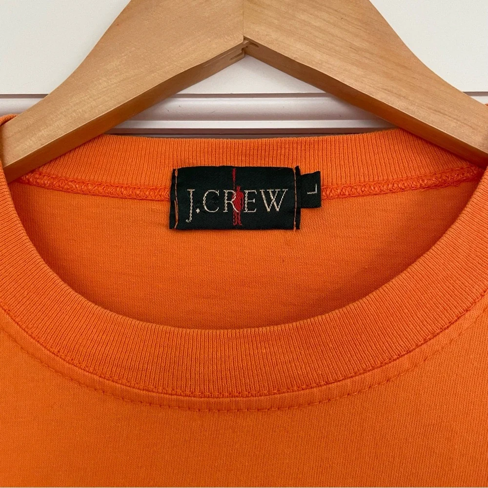 J Crew vintage 90s orange long sleeve t-shirt tee 100% cotton made in USA large